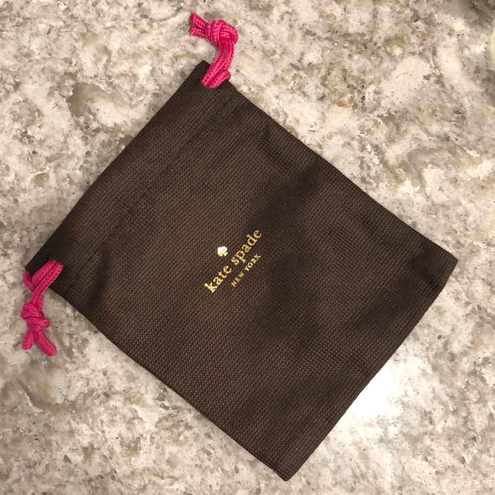Kate Spade Brown Drawstring Jewelry Dust Bag | 6”x4.75” | Pink Ties